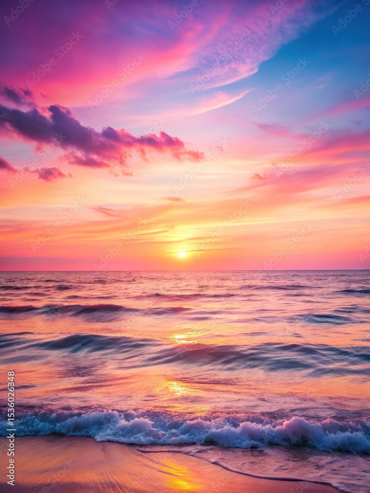 Fototapeta premium Soft focus pink sunset over ocean