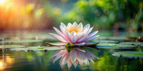 serene water lily on pond surface