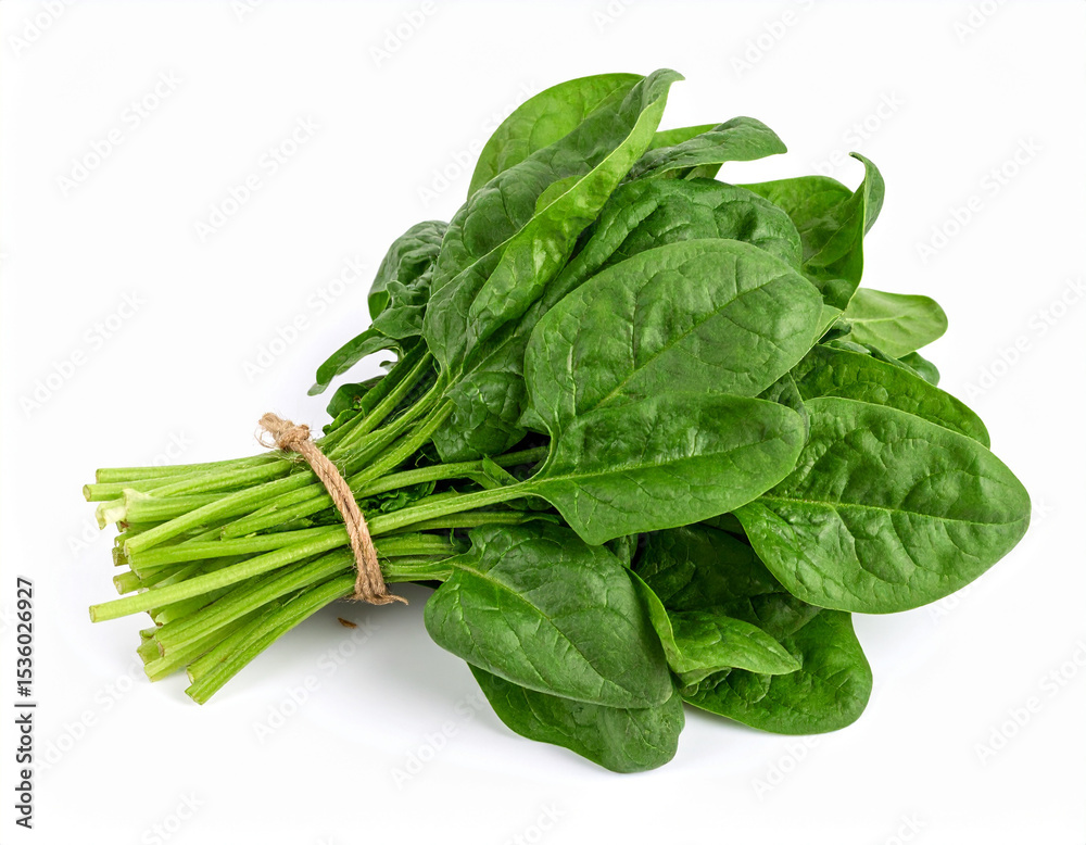 Fresh Leafy Spinach Bunch Illustration on White Background in a Clean and Natural Vegetable Style Fresh Leafy Spinach Bunch Illustration on White Background in a Clean and Natural Vegetable Style
