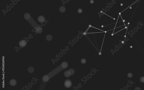 Fototapeta Naklejka Na Ścianę i Meble -  Abstract background. Molecules technology with polygonal shapes, connecting dots and lines. Connection structure. Big data visualization.