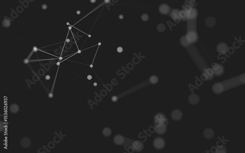 Fototapeta Naklejka Na Ścianę i Meble -  Abstract background. Molecules technology with polygonal shapes, connecting dots and lines. Connection structure. Big data visualization.