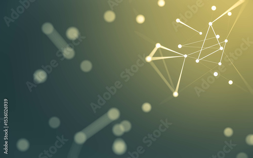 Fototapeta Naklejka Na Ścianę i Meble -  Abstract background. Molecules technology with polygonal shapes, connecting dots and lines. Connection structure. Big data visualization.