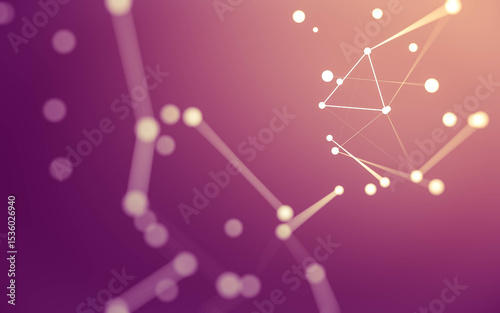 Fototapeta Naklejka Na Ścianę i Meble -  Abstract background. Molecules technology with polygonal shapes, connecting dots and lines. Connection structure. Big data visualization.