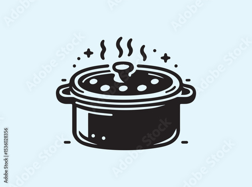 Solid cooking dish graphic icon for meal prep visuals