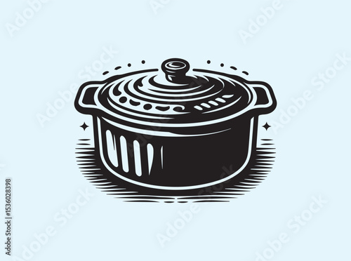 Clean silhouette style casserole pan with top handles