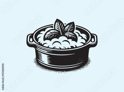 Silhouette of a kitchen casserole container in black fill