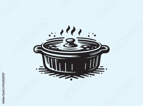 Traditional cookware silhouette of a lidded baking dish