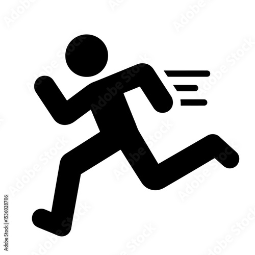 Running man icon, black silhouette, speed, vector illustration