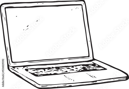 A sketched laptop, symbolizing portable work and technology, a cornerstone for digital nomads maintaining productivity while traveling the world