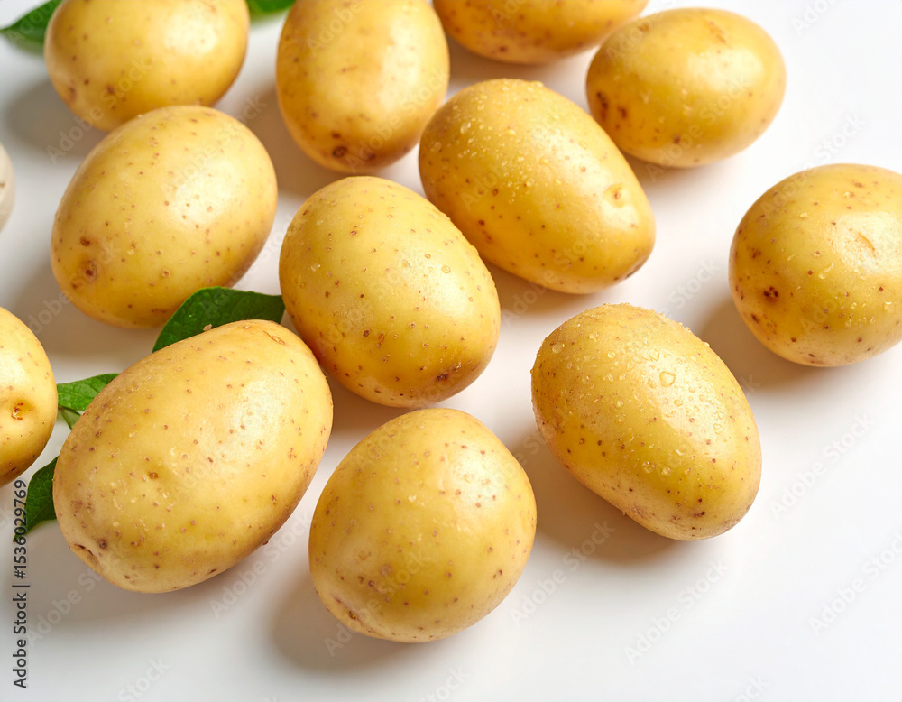Fresh Washed Potatoes with Skin on Clean White Background for Food and Ingredient Mockup Fresh Washed Potatoes with Skin on Clean White Background for Food and Ingredient Mockup