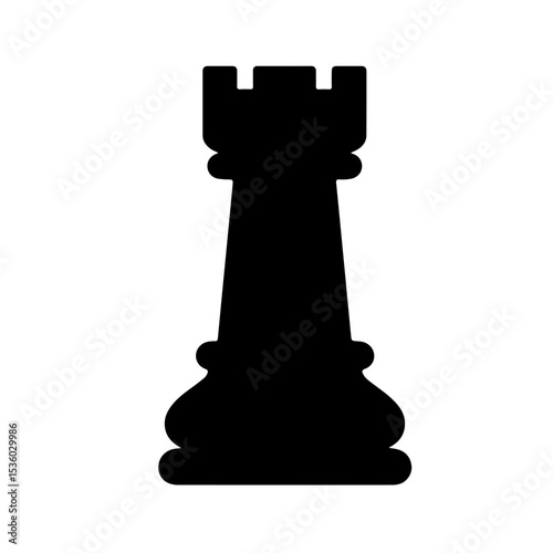 Black Chess Rook Icon, Vector Illustration, Strategy Symbol