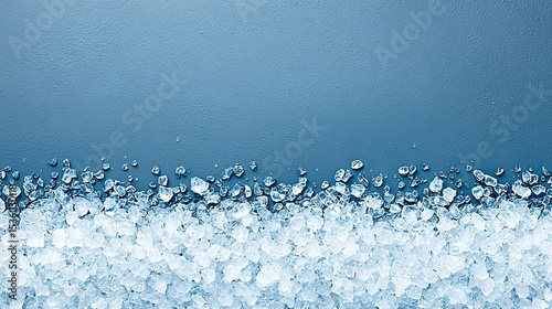 Ice cubes arranged on a muted background.