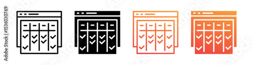 Kanban Multi Style Icon Set Vector 