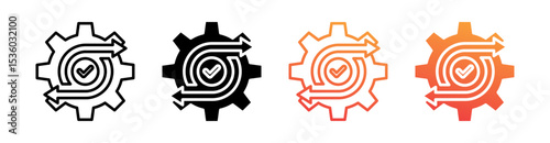Process Multi Style Icon Set Vector 