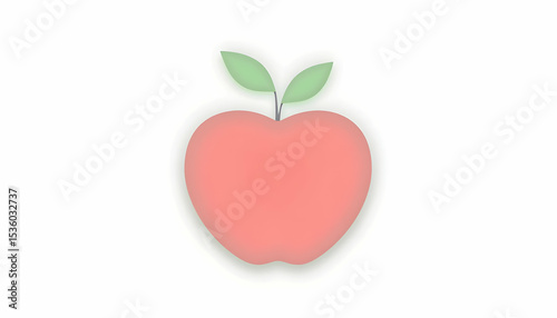 Isolated Apple Fruit with Green Leaves on White Background