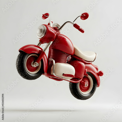 Retro Motorcycle Illustration in 3D Style