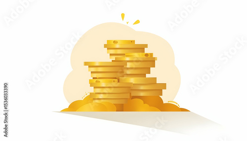 Stacks of Gold Coins Illustration Investment or Savings Concept