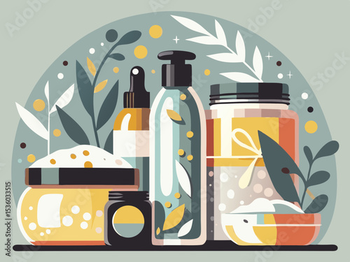 Skincare products, in a minimalist style, with pastel colors, for online shops