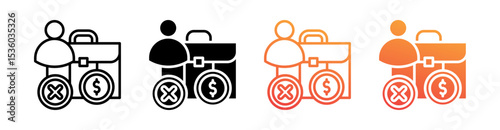 Unemployment Multi Style Icon Set Vector 