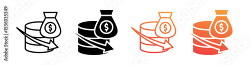 Deflation Multi Style Icon Set Vector 