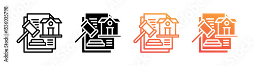 Foreclosure Multi Style Icon Set Vector 