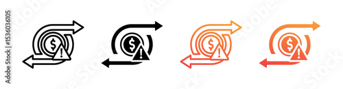 Currency Devaluation Multi Style Icon Set Vector 