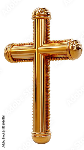 Golden Cross Symbol: A gleaming golden cross, meticulously detailed with ornate embellishments, stands as a powerful symbol of faith and spirituality.