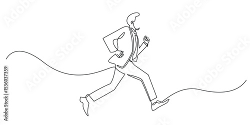 one continuous line of business man running.single line of man in suit running.chasing business target.vector illustration eps 10