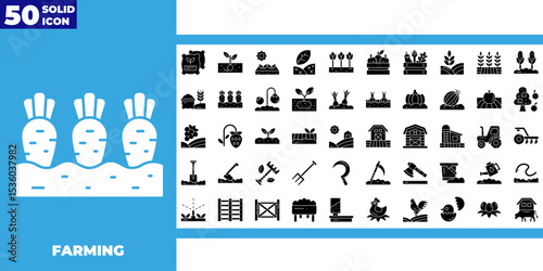 Organic farming style glyph icon set, organic farm product.