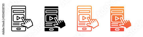 Interactive Content Multi Style Icon Set Vector 