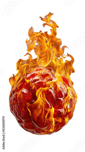 Fiery Orb: A captivating display of intense flames engulfs a spherical form, creating a mesmerizing dance of light and heat. 