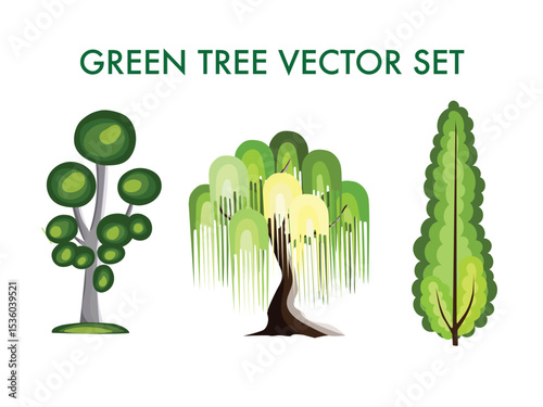 Green Tree Vector Sheet suitable for eco friendly design or environmental advertisement or green world template