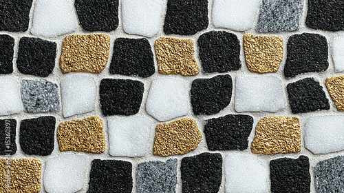 Close-up view of a patterned mosaic tile surface.