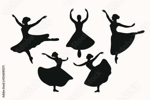 Elegant Ballerina Silhouettes Five Graceful Dance Poses