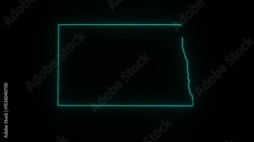United States North Dakota Abstract Map Animation 4k