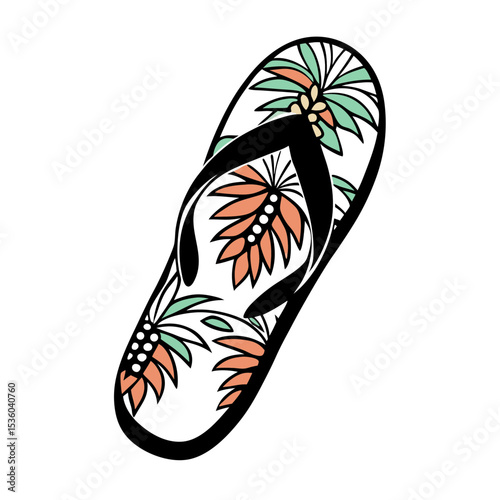  flip flop print with colorful tropical patterns