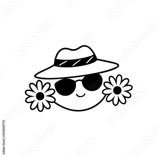 sunhat adorned with daisies and sunglasses 