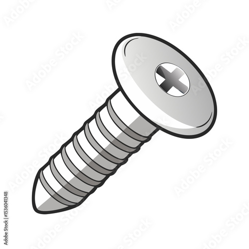 silver Cross Recessed Flat Head Machine Screws no background.