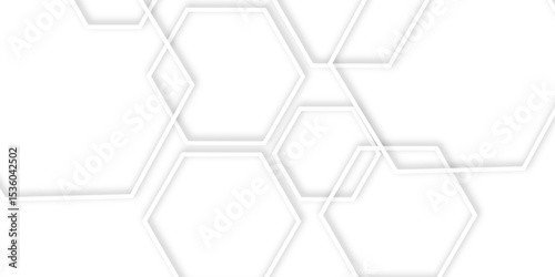Abstract geometric technology 3d white light structure technology out line hexagon polygonal honeycomb luxury pattern vector background.