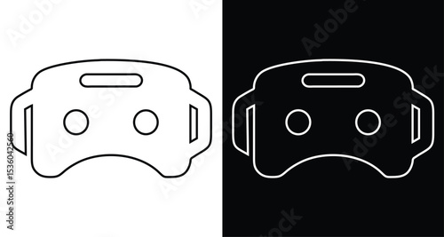 Vector illustration of modern VR headset icon. Futuristic virtual reality goggles in flat outline style. Ideal for technology, gaming, interface, and digital innovation content.

