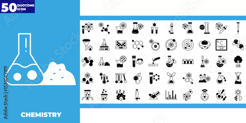 Molecule, cell, atom, protein editable stroke dualtone  icons set