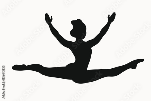 Dynamic Silhouette of a Female Gymnast in a Stunning Split Leap