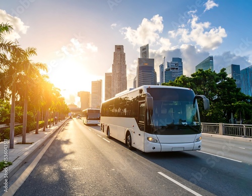City bus at sunset