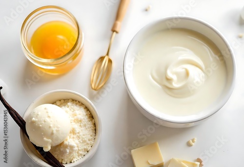 Generative AI Creamy Delights A culinary composition of fresh ingredients