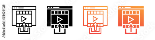 Video Upload Multi Style Icon Set Vector 