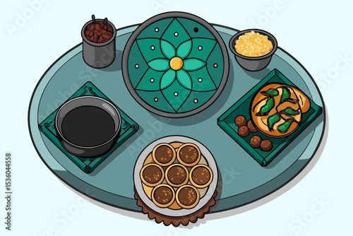 Delicious Indian Cuisine A Vibrant Table Setting of Traditional Dishes