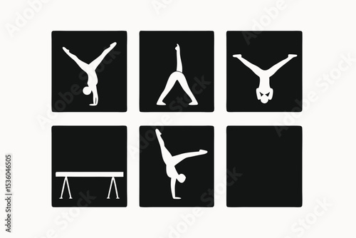 Gymnastics Illustrations Handstand, Balance Beam, and More