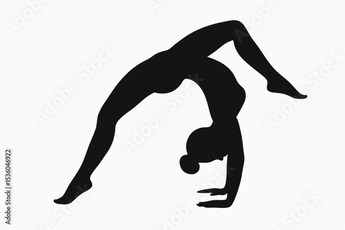 Silhouette of a Woman Performing a Backbend in Gymnastics