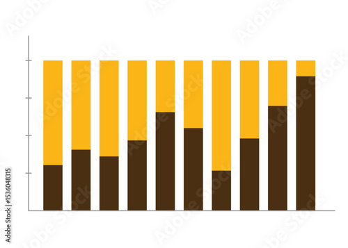 Business chart for infographic graph diagram in yellow and brown colors combination