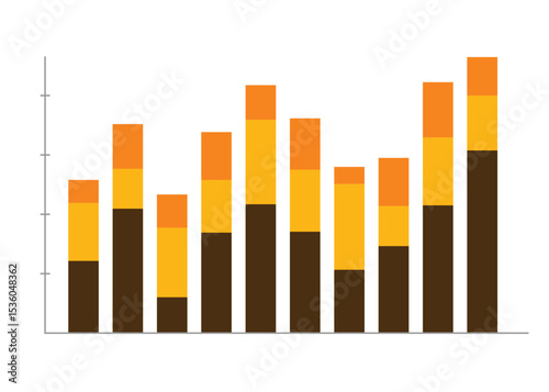Business chart for infographic graph diagram in three colors combination